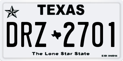 TX license plate DRZ2701