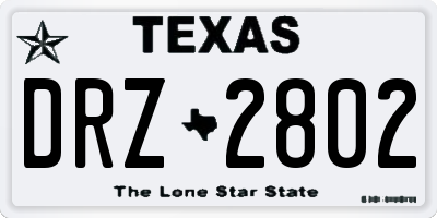 TX license plate DRZ2802