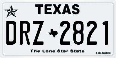 TX license plate DRZ2821