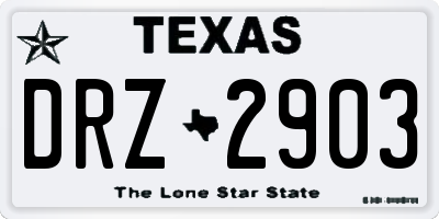TX license plate DRZ2903