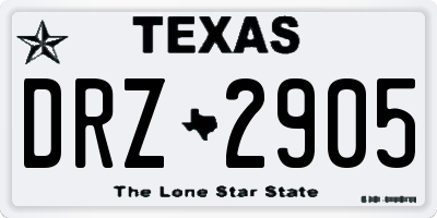 TX license plate DRZ2905