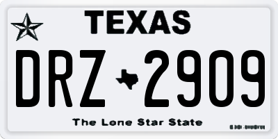 TX license plate DRZ2909