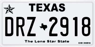 TX license plate DRZ2918