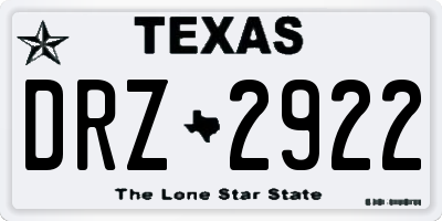 TX license plate DRZ2922