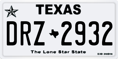 TX license plate DRZ2932