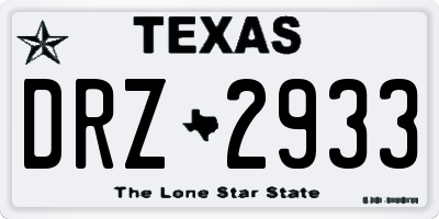 TX license plate DRZ2933