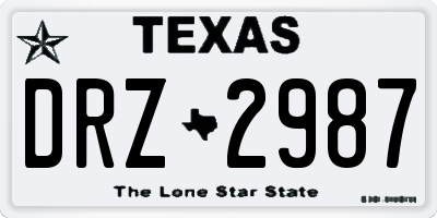 TX license plate DRZ2987