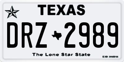 TX license plate DRZ2989