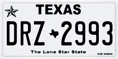 TX license plate DRZ2993