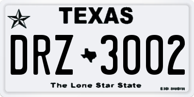 TX license plate DRZ3002