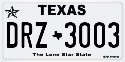 TX license plate DRZ3003
