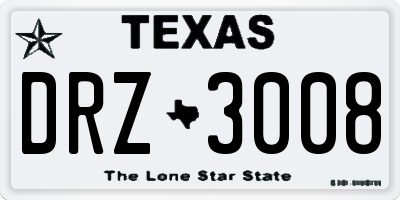 TX license plate DRZ3008