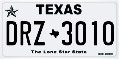 TX license plate DRZ3010