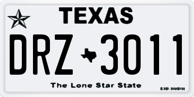 TX license plate DRZ3011