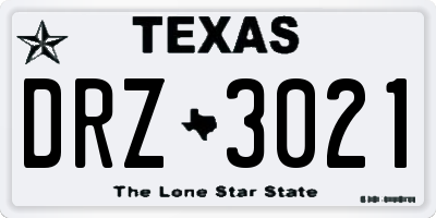 TX license plate DRZ3021
