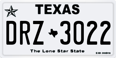 TX license plate DRZ3022