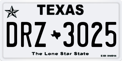 TX license plate DRZ3025