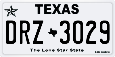TX license plate DRZ3029