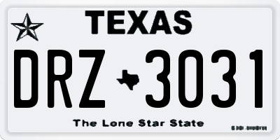 TX license plate DRZ3031
