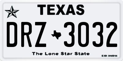 TX license plate DRZ3032