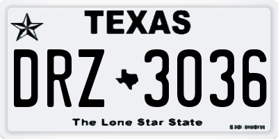 TX license plate DRZ3036