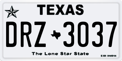 TX license plate DRZ3037