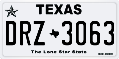 TX license plate DRZ3063