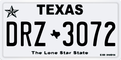TX license plate DRZ3072