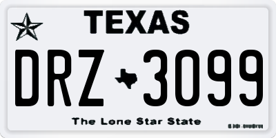 TX license plate DRZ3099