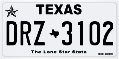 TX license plate DRZ3102