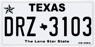 TX license plate DRZ3103