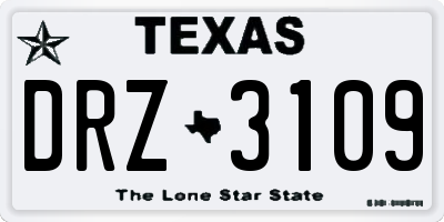 TX license plate DRZ3109