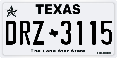 TX license plate DRZ3115