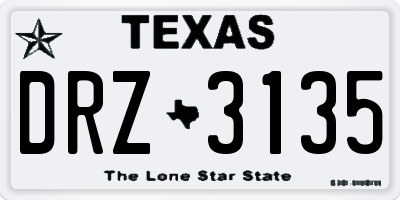 TX license plate DRZ3135