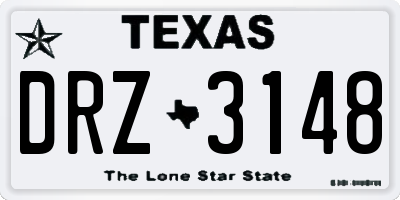 TX license plate DRZ3148