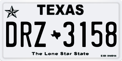 TX license plate DRZ3158