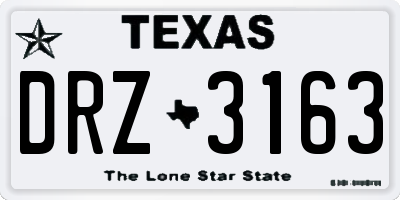 TX license plate DRZ3163