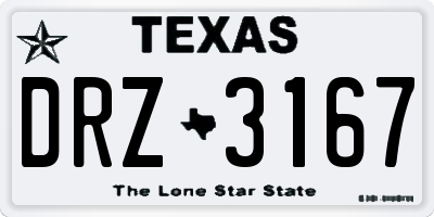 TX license plate DRZ3167
