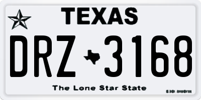 TX license plate DRZ3168