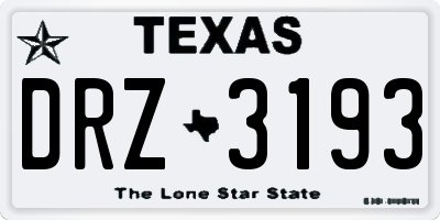 TX license plate DRZ3193