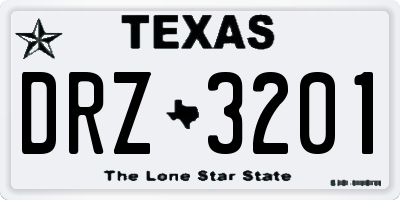 TX license plate DRZ3201