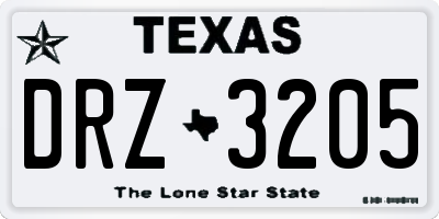 TX license plate DRZ3205