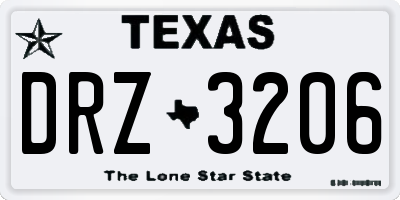 TX license plate DRZ3206