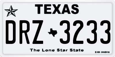 TX license plate DRZ3233