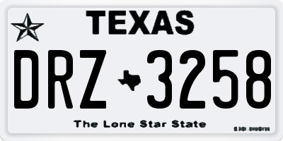 TX license plate DRZ3258