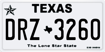 TX license plate DRZ3260