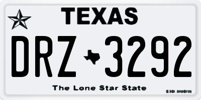 TX license plate DRZ3292