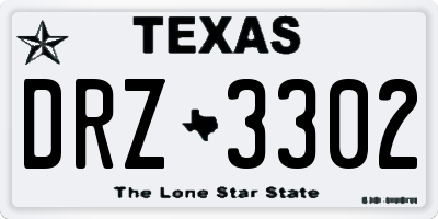 TX license plate DRZ3302