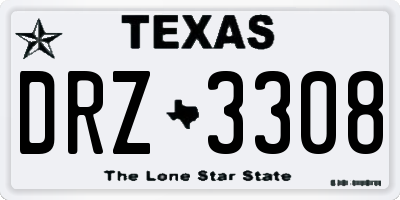 TX license plate DRZ3308