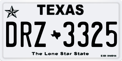 TX license plate DRZ3325
